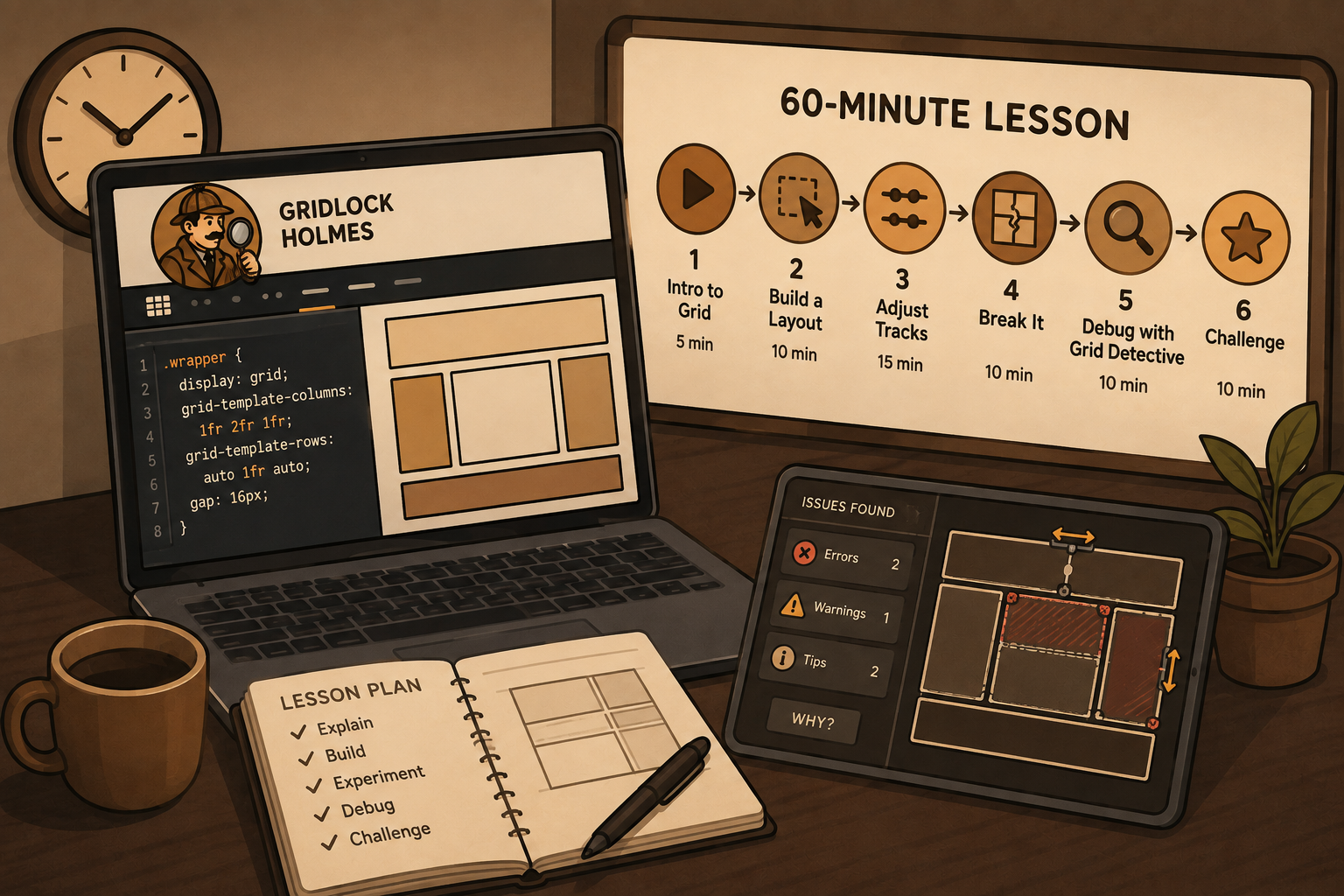 How to use Gridlock Holmes in a 60-minute CSS lesson featured image